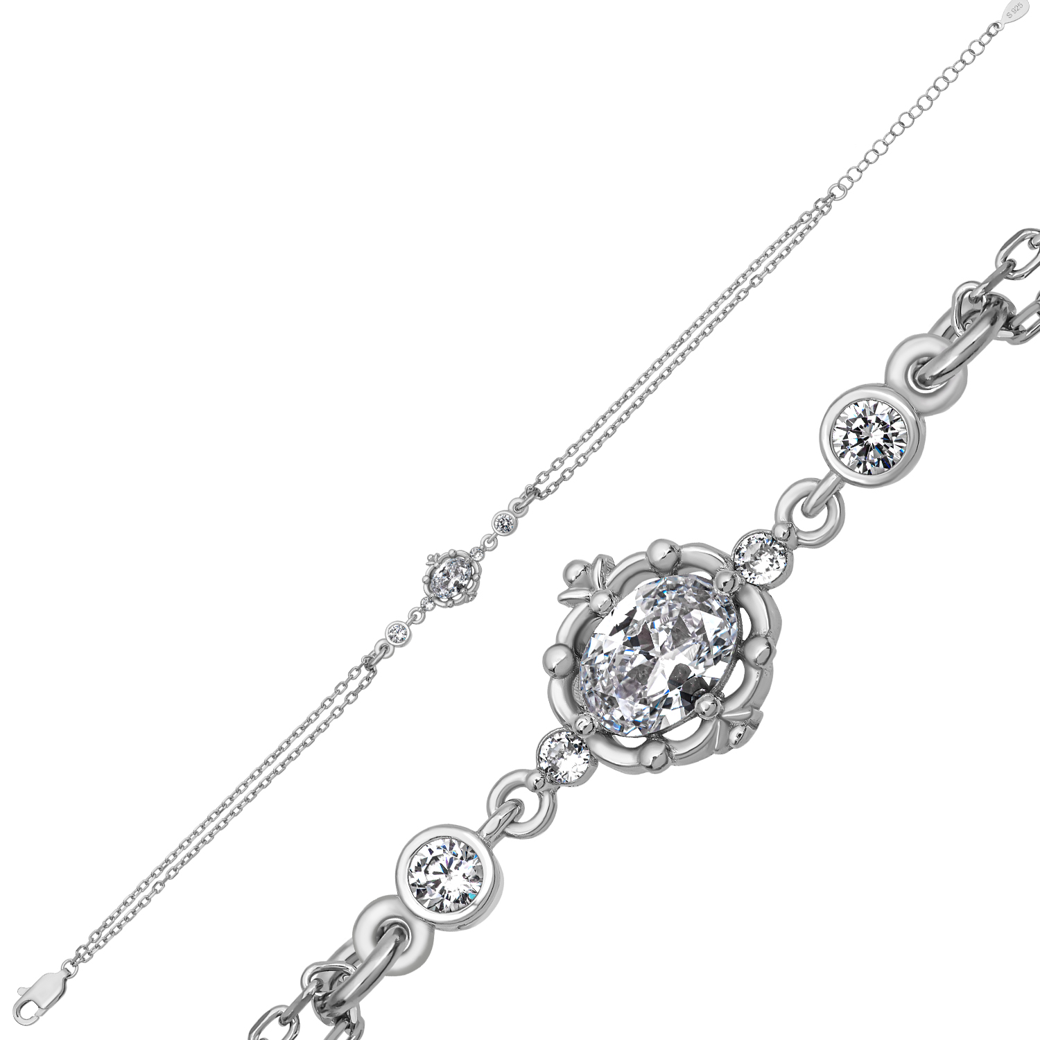 Gümüş Vintage Zirkon Taşlı Kadın Bileklik