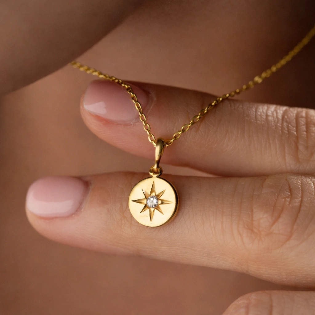 Gümüş Gold Minimal Yıldız Kadın Kolye
