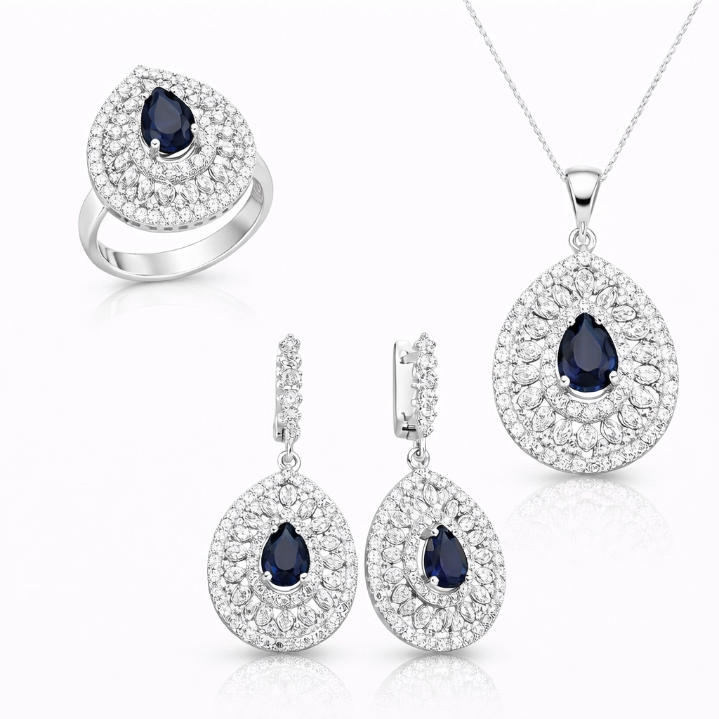 Gümüş Damla Desenli Bayan Set