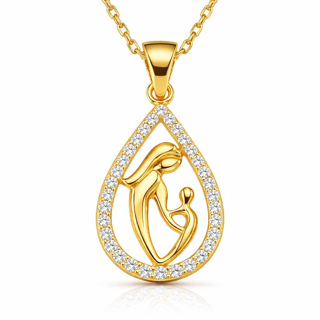 Gümüş Gold Damla Anne Çocuk Kolyesi