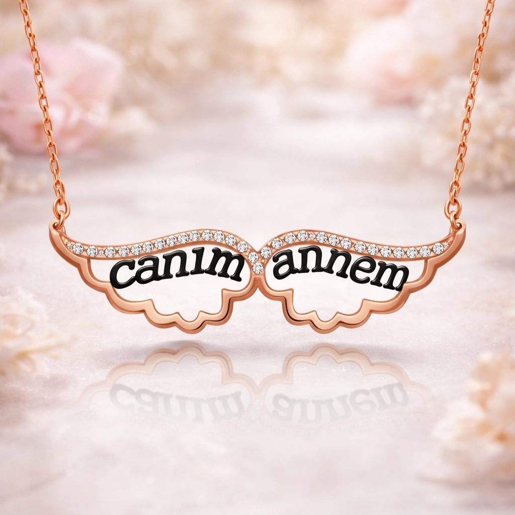 Gümüş Melek Canım Annem Bayan Kolye