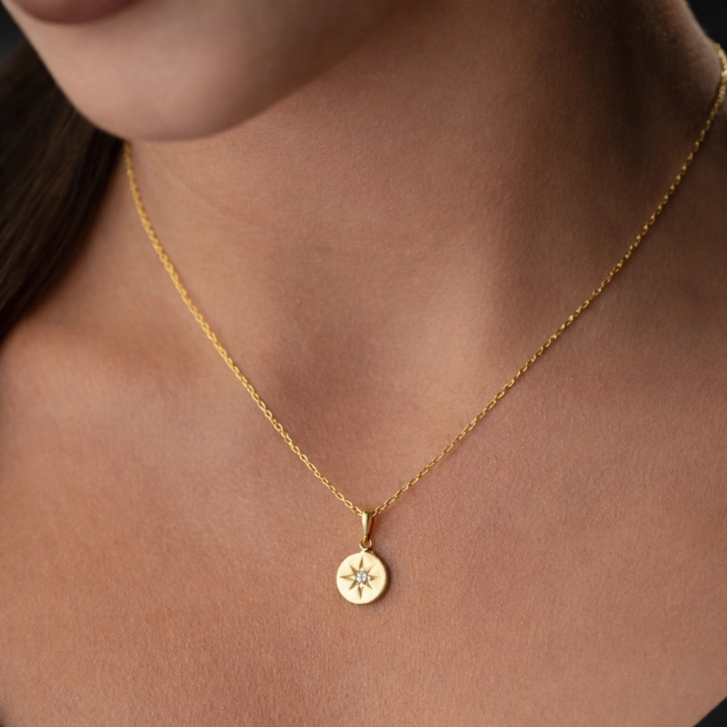 Gümüş Gold Minimal Yıldız Kadın Kolye