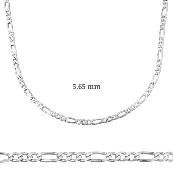 Sterling Silver 925 Figaro Necklace Chain 5.65 mm